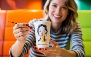 Художница на АЗК VostokGaz рисовала портреты клиентов на стаканчиках для кофе
